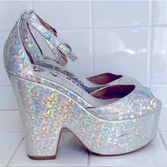 Vintage 90’s Platform Holographic Disco Jeffrey Campbell Rave Halloween - Picture 3 of 4